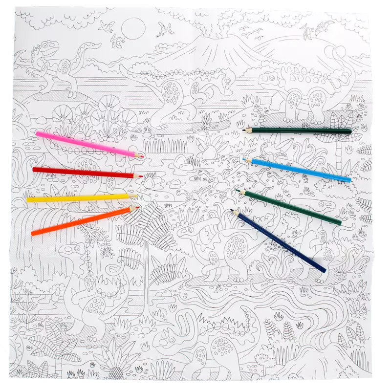 Large Colouring Poster With Pencils Baby Dinos