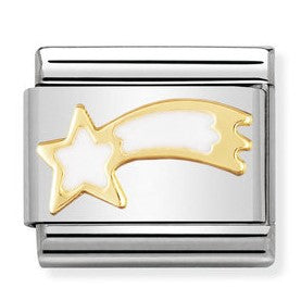 030225/02 Classic S/steel,enamel,bonded yellow gold White Shooting Star