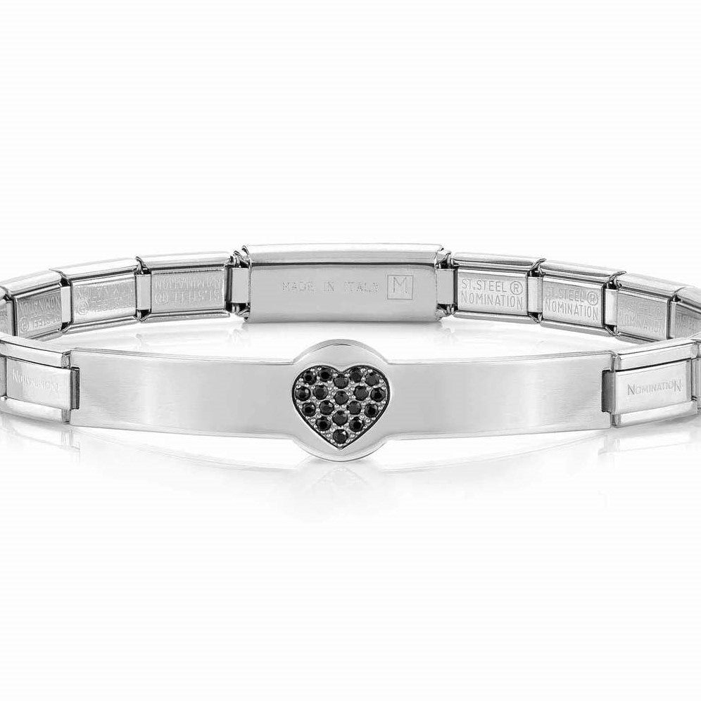 021134/022 TRENDSETTER,S/Steel, 925 silver, Black CZ Heart