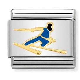 030259/16 Classic,S/steel, enamel, bonded yellow gold, Blue Skier
