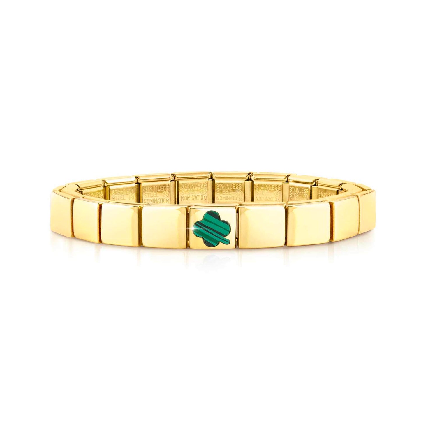 239103/09GLAM bracelet , 1 symbol, YELLOW GOLD finish Four-leaf clover MALACHITE