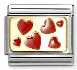 030284/59 Classic PLATES steel , enamel and 18k gold Hearts plate
