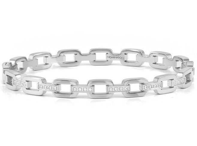 PRETTY BANGLES bracelet, steel & cz CHAIN SIZE MEDIUM Steel