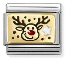 030289/11 Classic PLATES (IC) in steel, enamel, 18k gold Reindeer RED nose