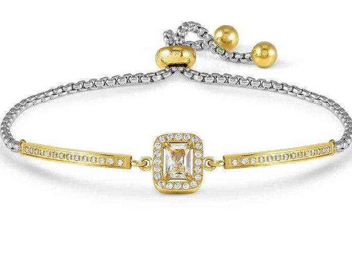 029802/037 ROYALDREAM bracelet, steel & CZ (RICH GOLD) RECTANGLE