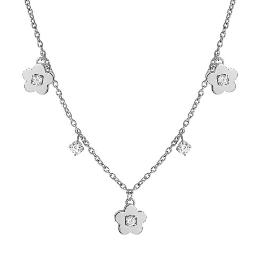 MYSOPHIE necklace in steel and cubic zirconia (RICH) Flower