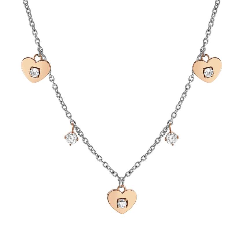 MYSOPHIE necklace in steel with BITONE fin and cubic zirconia (RICH) Heart