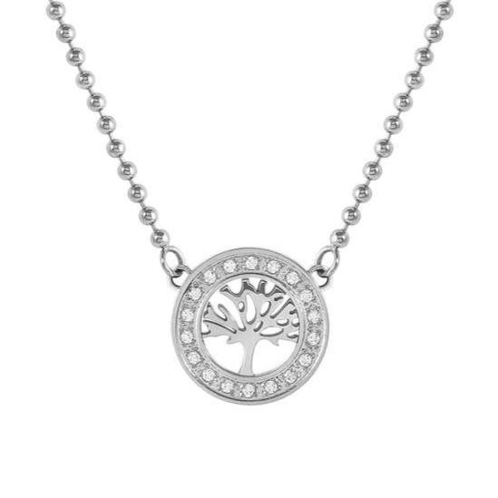 SOFFIO D'AMORE necklace in steel and cubic zirconia Tree life