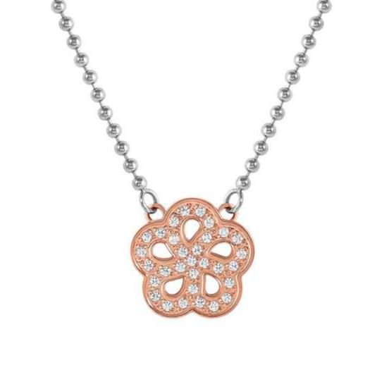 SOFFIO D'AMORE necklace in steel with fin. BITONE and cubic zirconia Flower