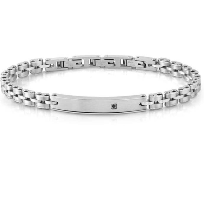 STRONG bracelet ed. DIAMOND, steel (PLATE) and 1 BLACK diamond Steel