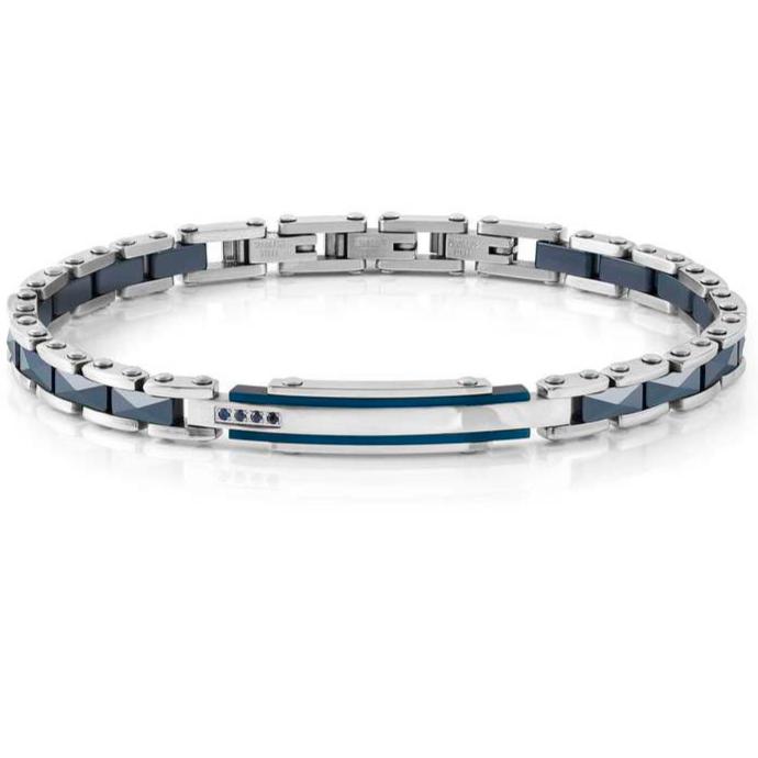STRONG bracelet ed. DIAMOND, steel, ceramic and 4 stones Blue sapphire