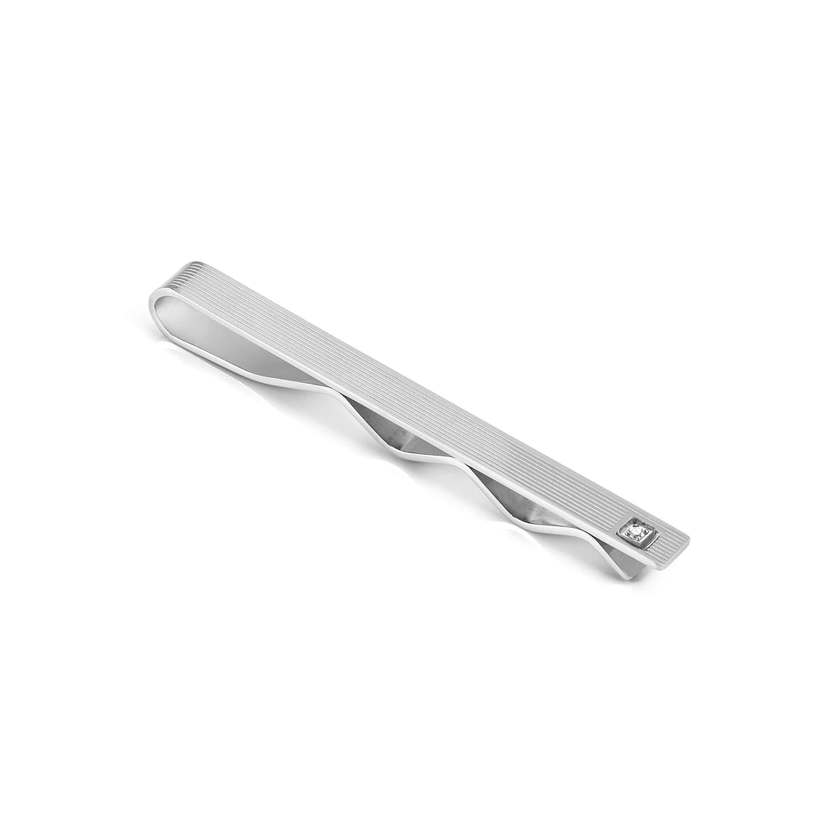 STRONG tie clip ed. DIAMOND, steel (STRIPED) and diamond WHITE