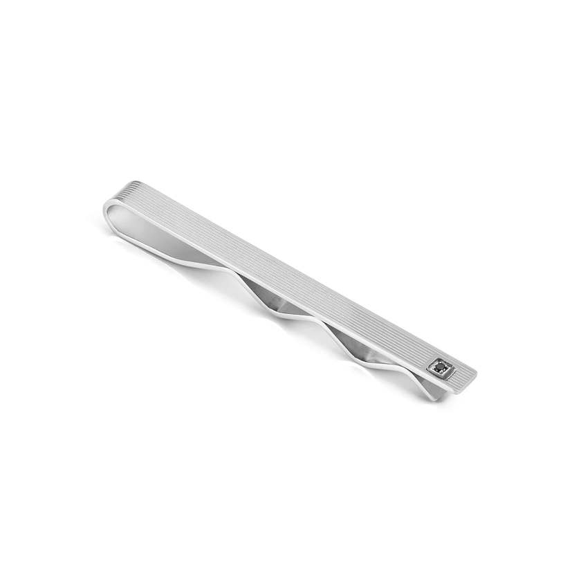 STRONG tie clip ed. DIAMOND, steel (STRIPED) and diamond BLACK