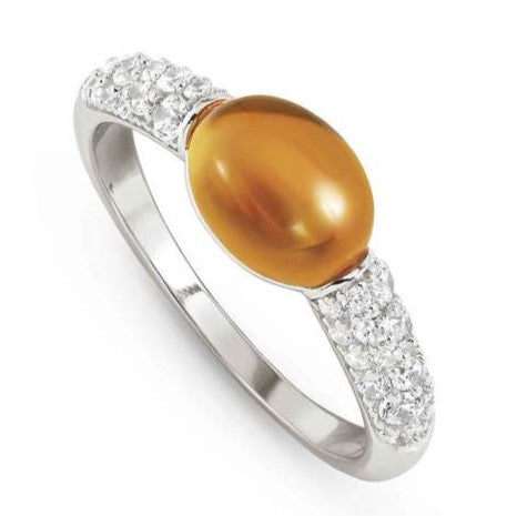 MYRADIANCE ring in 925 sterling silver, cz and synthetic stones AMBER YELLOW Size17