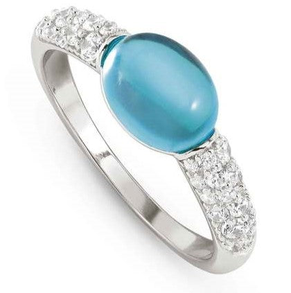 MYRADIANCE ring in 925 sterling silver, cz and synthetic stones LIGHT BLUE TOPAZ Size 15