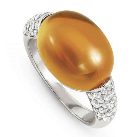 MYRADIANCE ring in 925 sterling silver (LARGE), cz and synthetic stones AMBER YELLOW Size 13