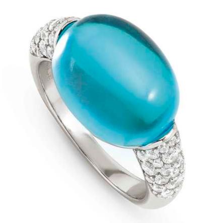 MYRADIANCE ring in 925 sterling silver (LARGE), cz and synthetic stones LIGHT BLUE TOPAZ Size17