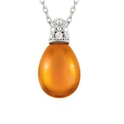 MYRADIANCE necklace in 925 sterling silver, cz and synthetic stones AMBER YELLOW