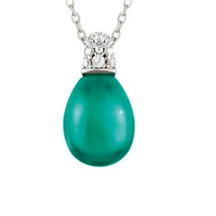 MYRADIANCE necklace in 925 sterling silver, cz and synthetic stones PARAIBA TOURMALINE GREEN