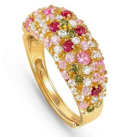 MOSAICA ring in 925 sterling silver and colored cubic zirconia Yellow Gold