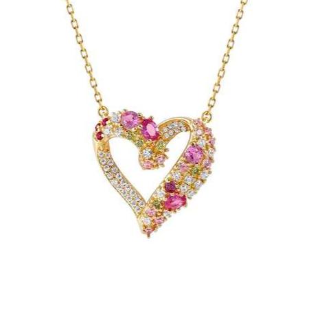 MOSAICA necklace in 925 sterling silver (HEART) and colored cubic zirconia Yellow Gold