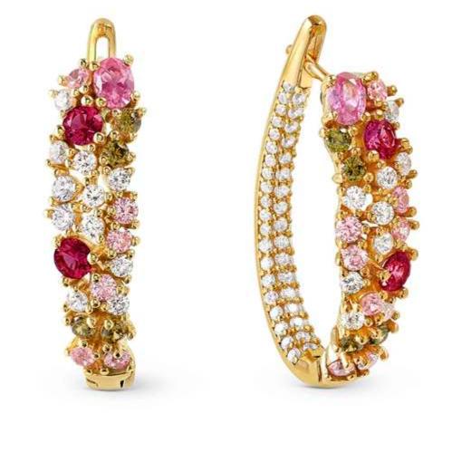 MOSAICA earrings in 925 sterling silver (RICCO) and colored cubic zirconia Yellow Gold
