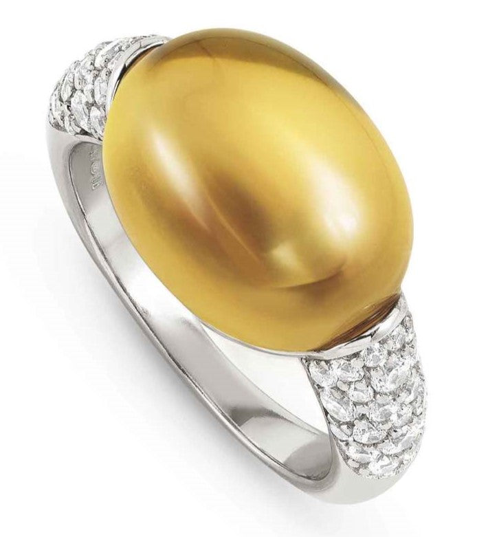 MYRADIANCE ring ed. PRECIOUS in 925 silver (LARGE), white topaz and natural stone CITRINE QUARTZ Size17