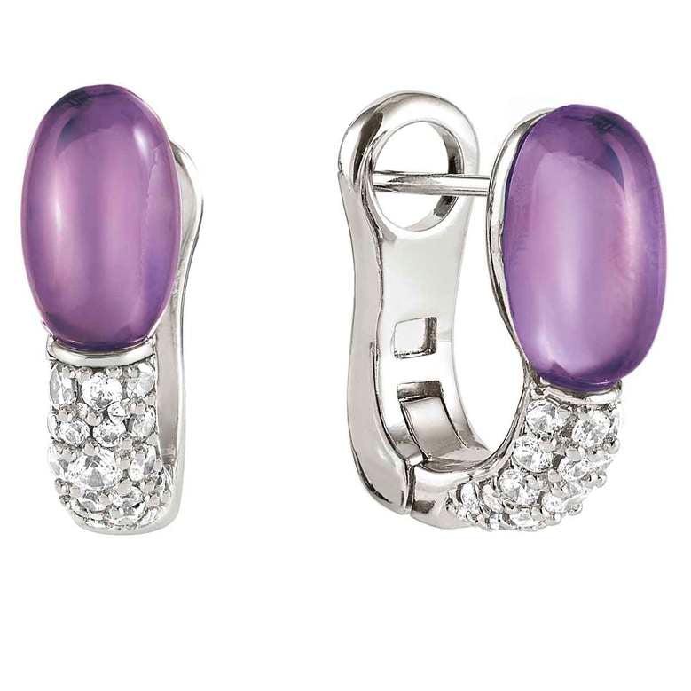 MYRADIANCE earrings ed. PRECIOUS in 925 silver, white topaz and natural stones Amethyst