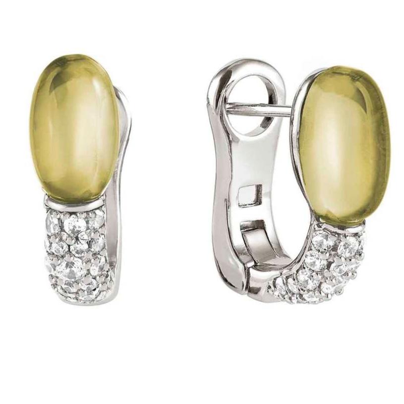 MYRADIANCE earrings ed. PRECIOUS in 925 silver, white topaz and natural stones Lemon Quartz