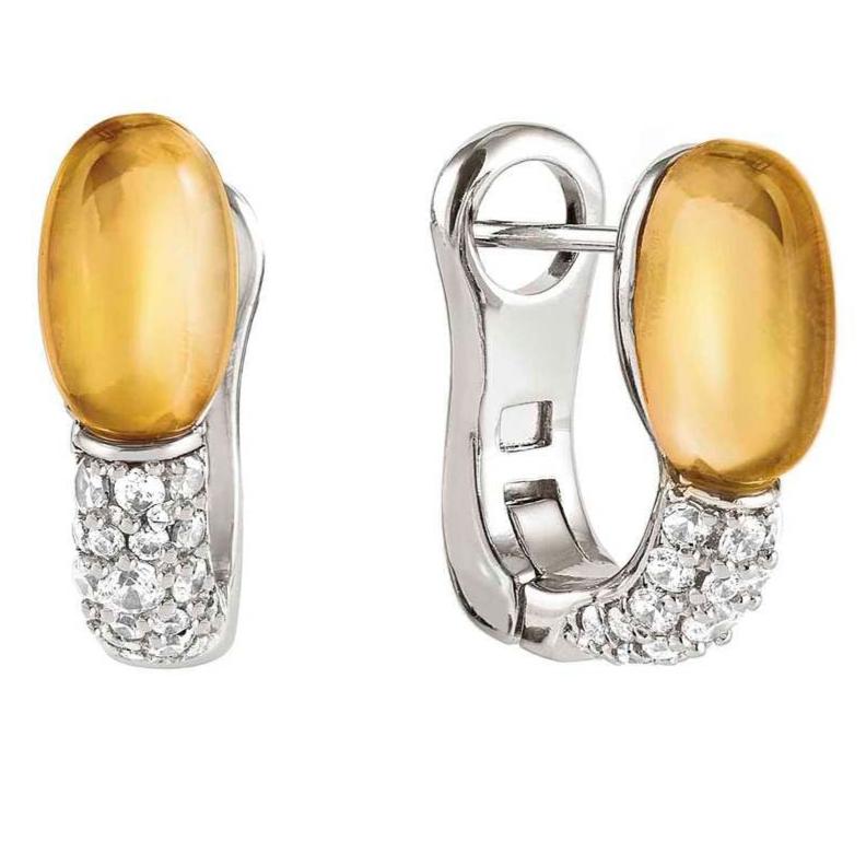MYRADIANCE earrings ed. PRECIOUS in 925 silver, white topaz and natural stones CITRINE QUARTZ