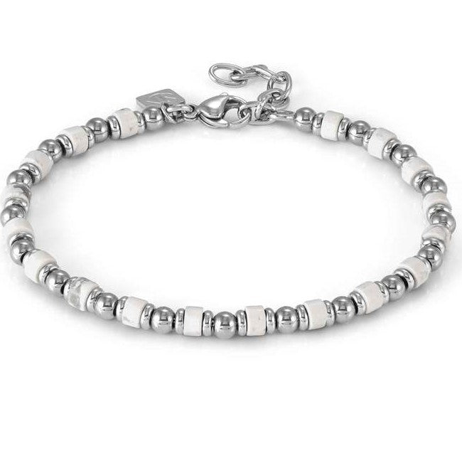 INSTINCTSTYLE Sea Edition bracelet in steel and natural stones WHITE TURQUOISE