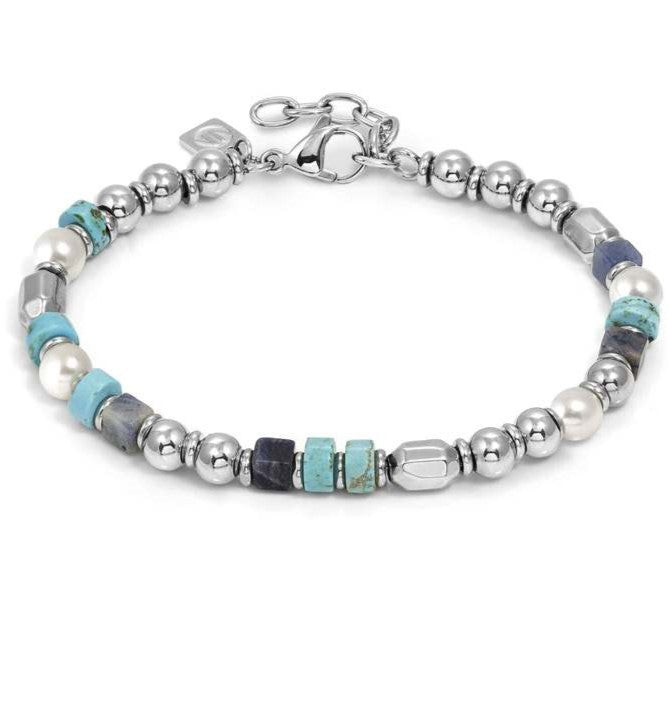 INSTINCTSTYLE Sea Edition bracelet with steel nuggets and natural stones (LARGE) MIX 3