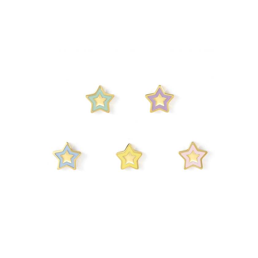 FAIRYICONS steel earrings set with YELLOW GOLD and enamel finish Star
