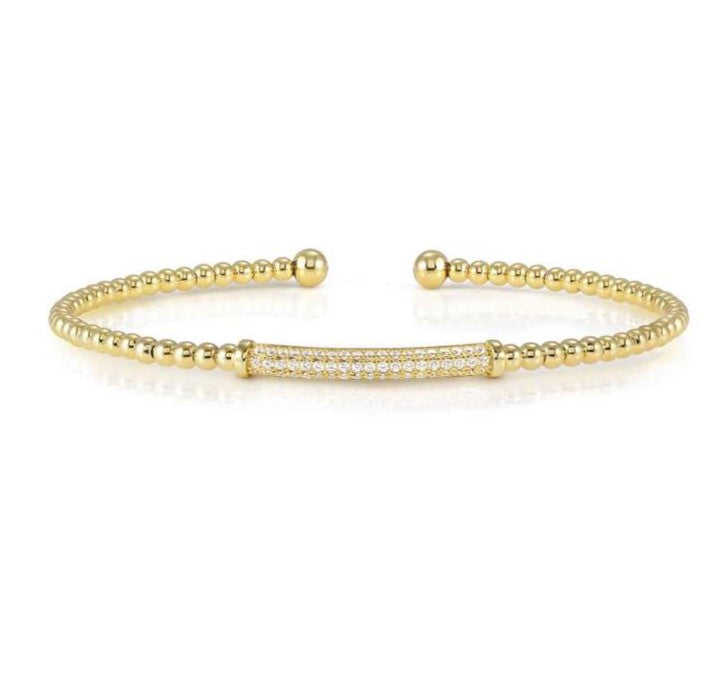 FASHION ERA rigid bracelet in 925 silver and cubic zirconia pavé Yellow Gold