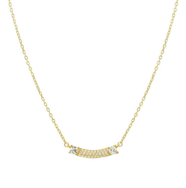 FASHION ERA necklace in 925 silver and 1 cubic zirconia pavé Yellow Gold