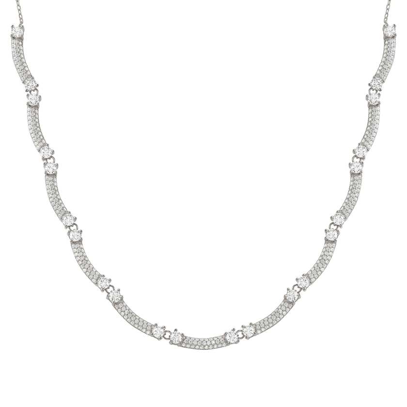 FASHION ERA necklace in 925 silver and 11 cubic zirconia pavé Silver