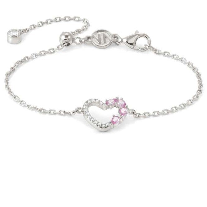 SHINE ME UP bracelet in 925 silver and cubic zirconia White/Pink Heart
