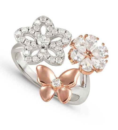SWEETMADAME ring in 925 silver and cubic zirconia 3 symbols Rose Gold Mixed Size 15