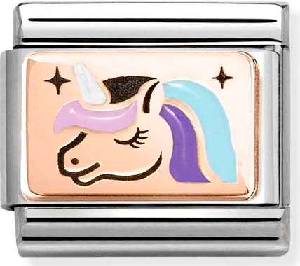 430204/04 Classic steel, enamel,9k gold Unicorn