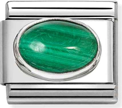 330510/48 Classic HARD STONES steel, 925 silver Malachite