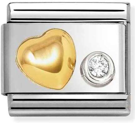630301/02 Classic steel, 750 gold, 925 silver & CZ Raised heart cz WHITE
