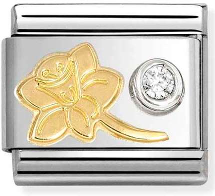 630301/05 Classic steel, 750 gold, 925 silver, CZ Narcissus cz WHITE