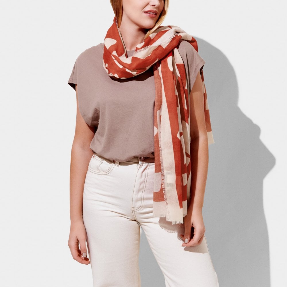 Katie Loxton Abstract Block Scarf Red/Pale Pink