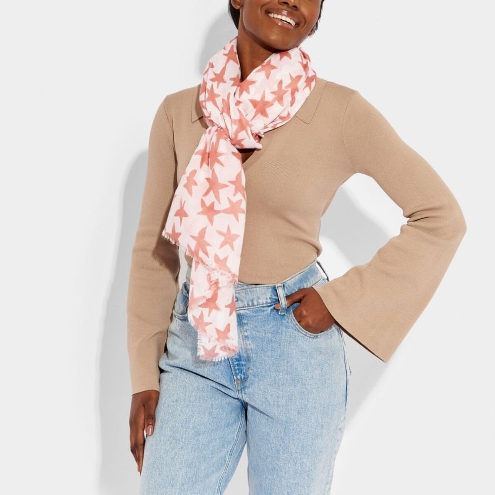 Katie Loxton Abstract Star Scarf White Coral