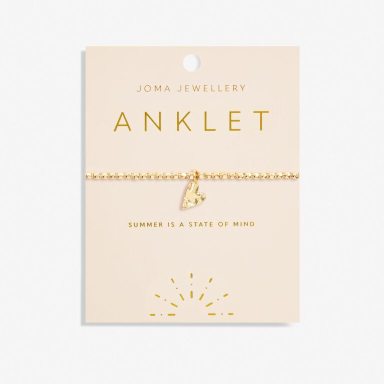 Joma Jewellery Anklet Hammered Heart Gold Plated Anklet