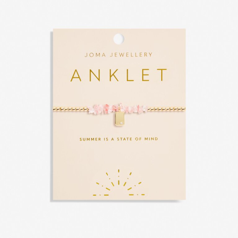 Joma Jewellery Anklet Pink Crystal Gold Plated Anklet