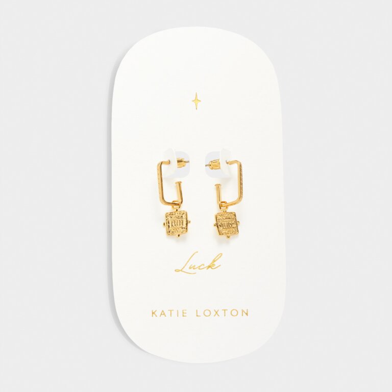 Katie Loxton Antique Coin Hoop Earrings Luck Gold Plated Earrings