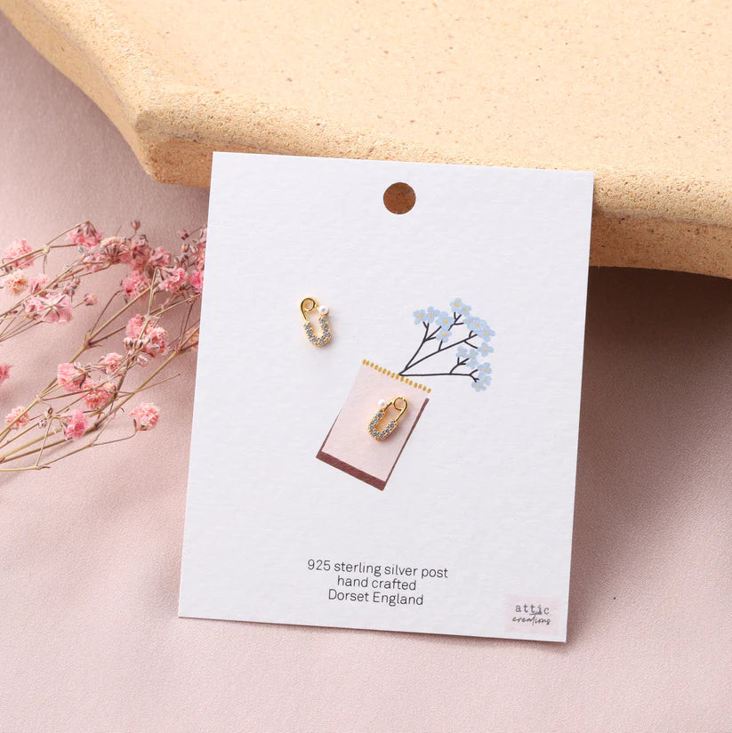 Attic Creations Card Gold Clip Earrings