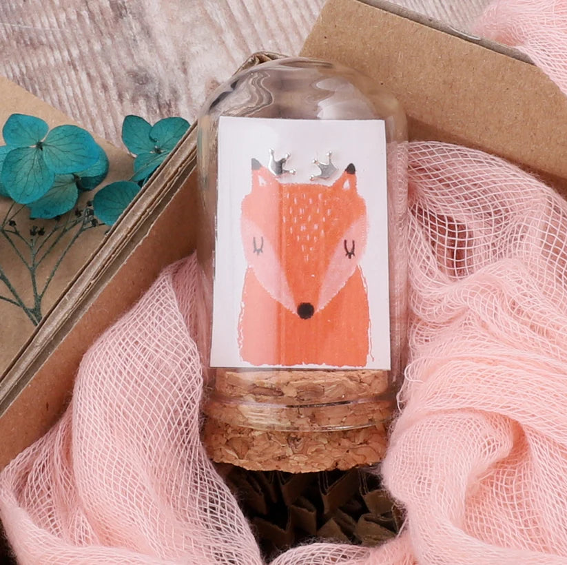 Attic Creations Fox with Crown Earrings