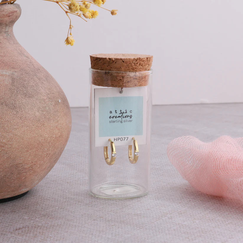 Attic Creations Single Gem Hoop Earrings White